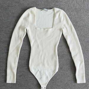 NWOT Abercrombie Ottoman Cream Ribbed Bodysuit size XXS